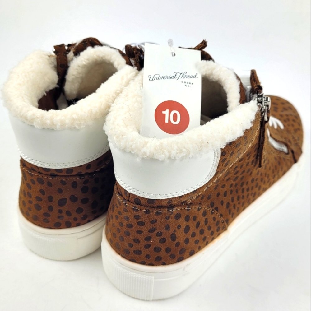 UNIVERSAL THREAD Tilly Sneakers Leopard Sherpa Trim Cozy - Picture 7 of 8
